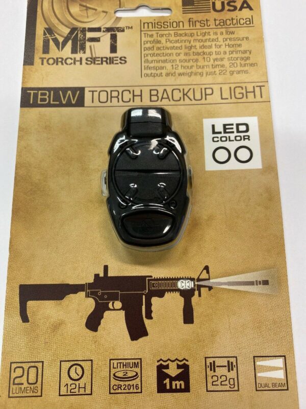 Mission First Tactical Torch Back Up Picatinny Mounted Light (2 White LED) Black - Image 3